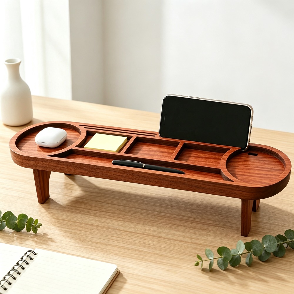 Office Tech Accessories - Organisateur de bureau en bois avec
