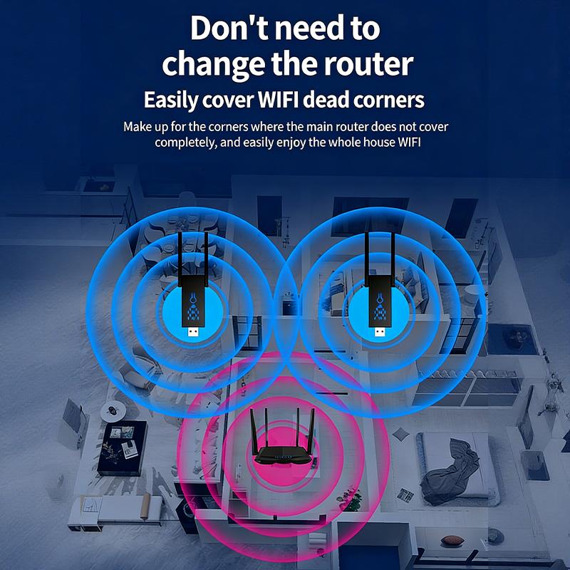 Wifi Range Extender - Répéteur WiFi Bi-bande 1300 Mbps, Amplificateur