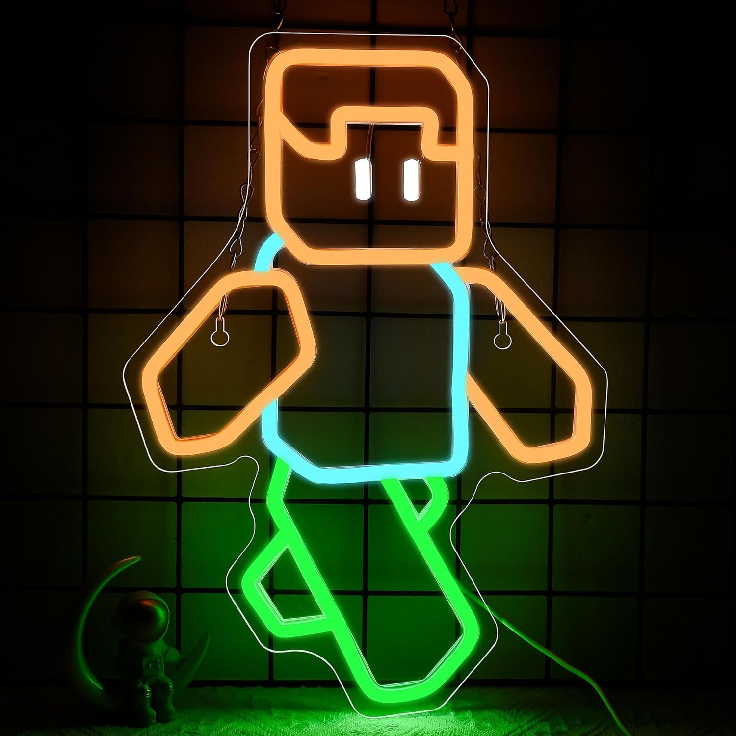 Tech Office Wall Art - Enseigne néon LED Pixel Art Personnage