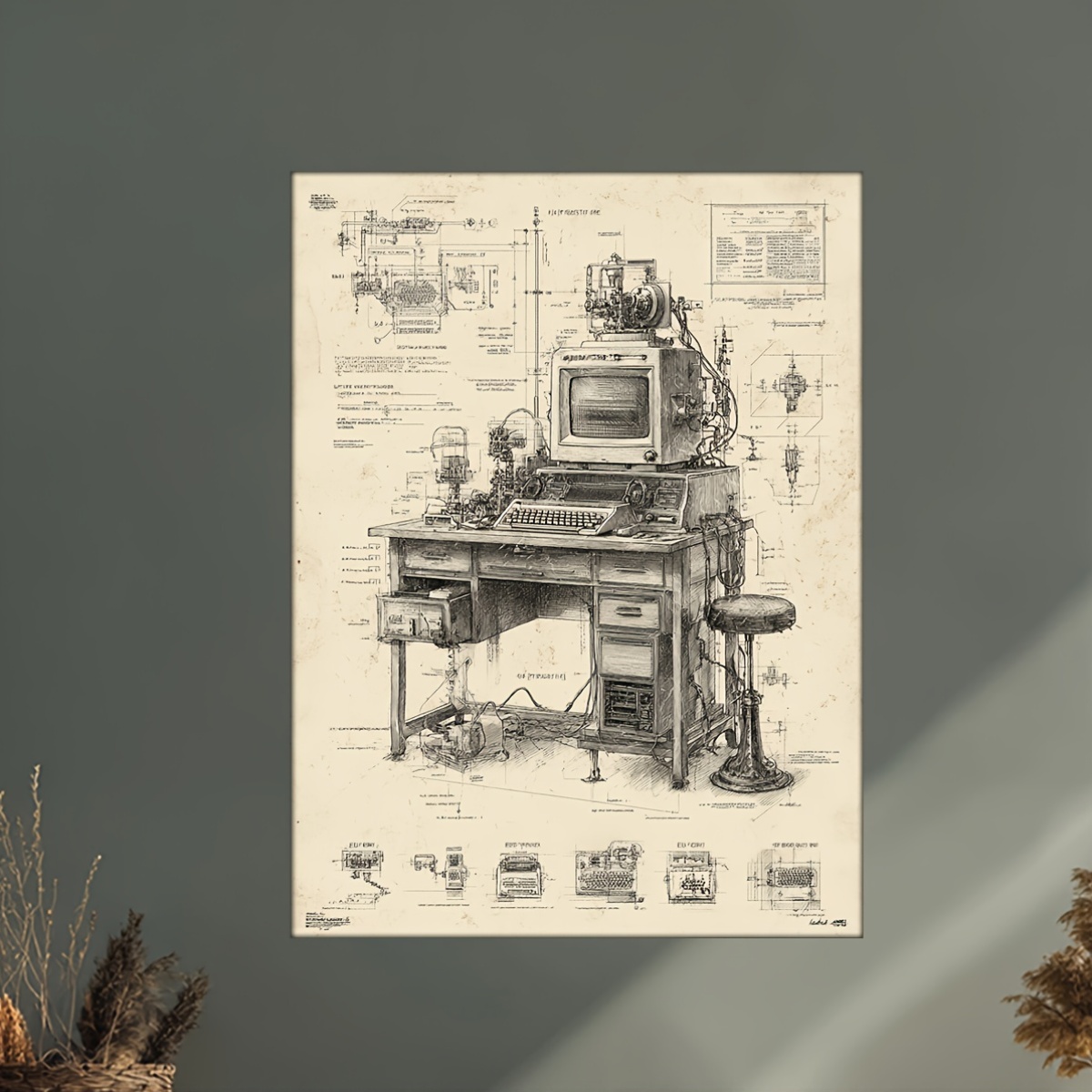 Affiche vintage d'invention in - Tech Office Wall Art avis et prix