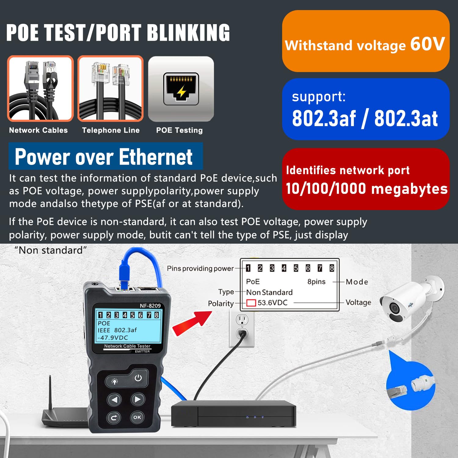 Testeur de câblage réseau mult - Power Over Ethernet avis et prix